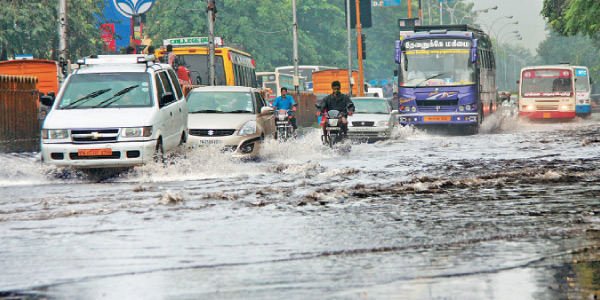 The heavy rains and the roads appear to pool
